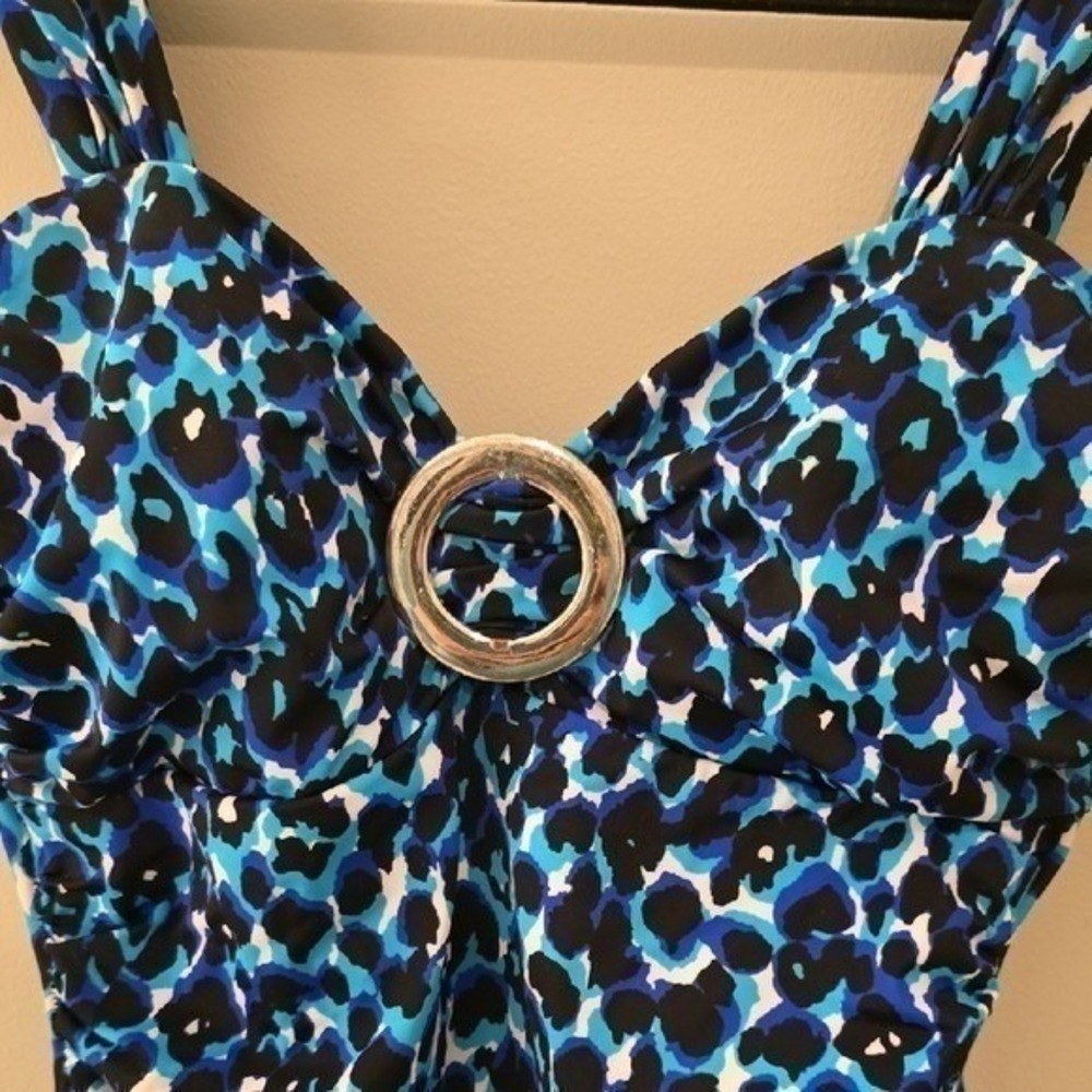 Miraclesuit Blue Cheetah Animal Print Ruched Shaping One Piece Swimsuit 12 - Picture 5 of 10